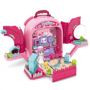 کوله پشتی ست نگهداری گربه خانگی رنگ صورتی _اسباب بازی مشاغل